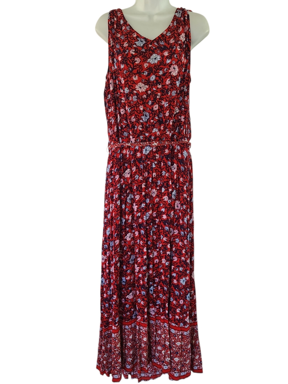 Westport Red Floral Sleeveless V-Neck Maxi Dress Size 2X